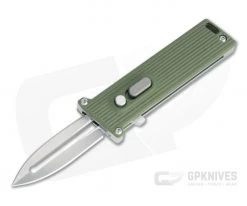 D Rocket Design Tallin Satin M390 Green G10 Single Action CA Legal OTF Automatic
