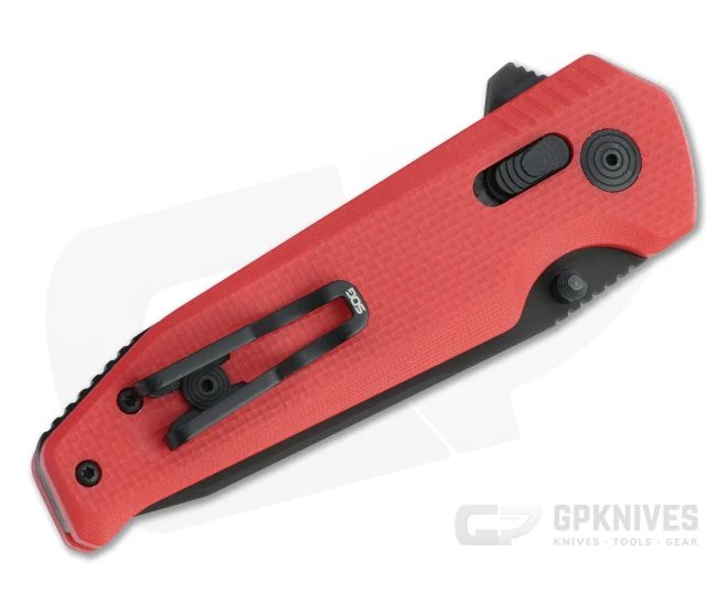 SOG Vision XR LTE Flipper Black PVD XHP Red G10 XR Lock Folder 12-57-08-57 - Image 2