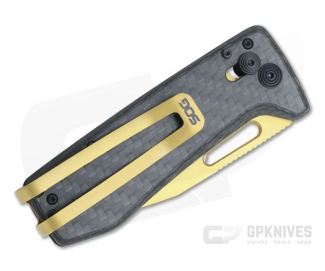 SOG Ultra XR Carbon & Gold S35VN Ultralight Carbon Fiber XR Lock Folder 12-63-02-57 - Image 2