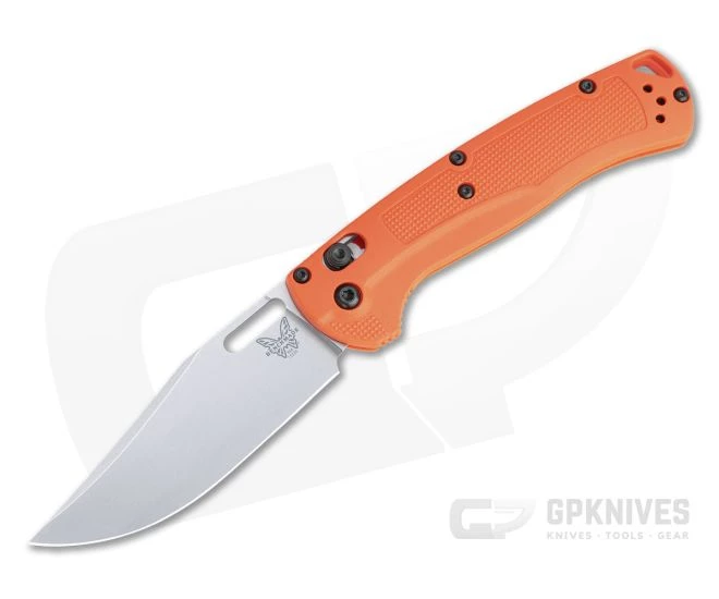 Benchmade Hunt Taggedout Stonewashed CPM-154 Select Edge Orange Grivory AXIS Folder 15535