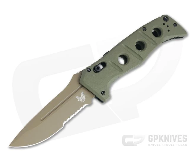 Benchmade Auto Adamas Part Serrated Flat Earth Cruwear Olive Drab G10 AXIS Lock Folder 2750SFE-2
