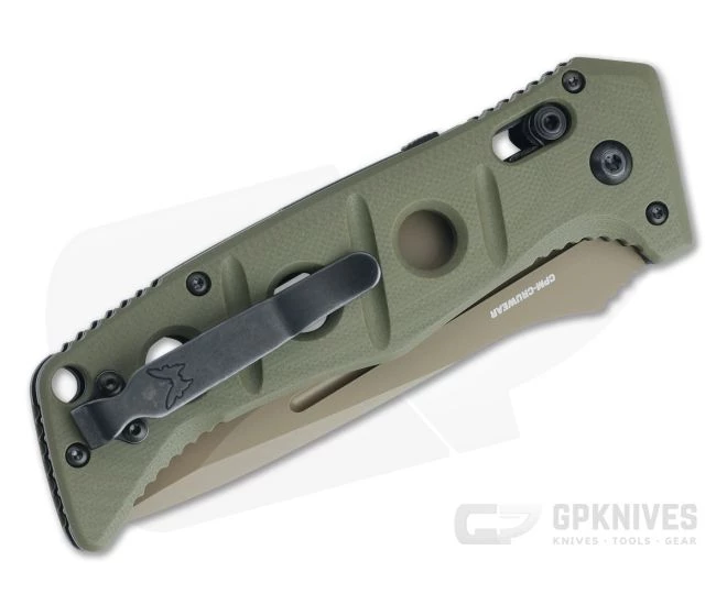 Benchmade Auto Adamas Part Serrated Flat Earth Cruwear Olive Drab G10 AXIS Lock Folder 2750SFE-2 - Image 2