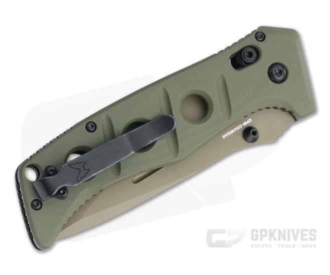 Benchmade 275SFE-2 Adamas Part Serrated Flat Earth Cruwear Olive Drab G10 AXIS Lock Folder - Image 2
