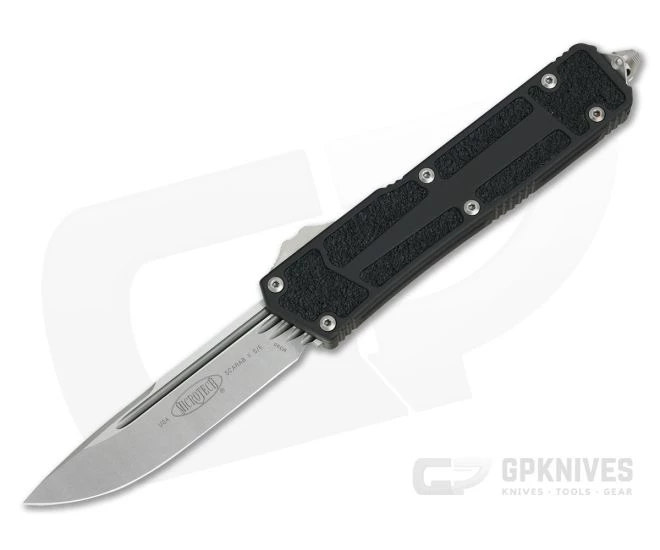 Microtech Scarab II S/E Stonewashed M390 Drop Point Black OTF Automatic Knife 278-10
