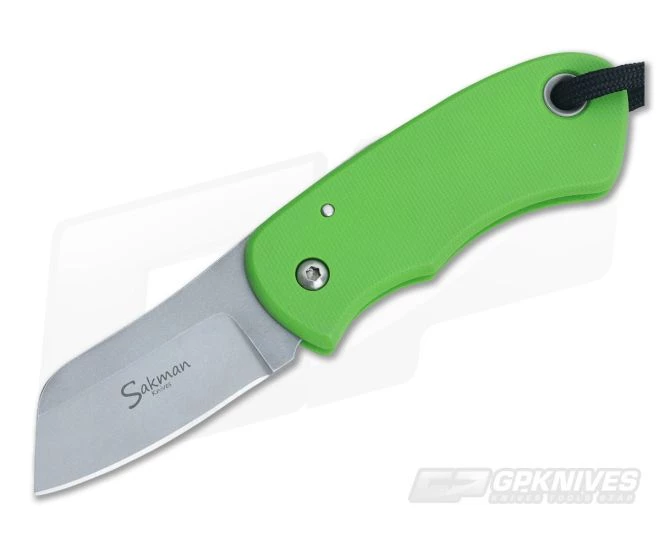 Sakman Knives Chappy Friction Folder Neon Green G10
