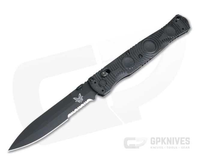 Benchmade SOCP Tactical AXIS Lock Black D2 Serrated CF-Elite Folding Combat Knife 391SBK