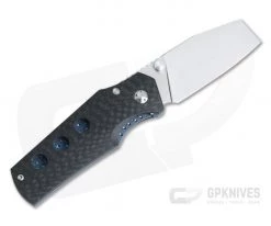 Jason Guthrie Custom Rover Left Hand Carbon Fiber Blue Raindrop Titanium Liner Lock M390 Sheepsfoot
