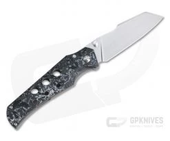 Jason Guthrie Custom Scout Left Hand Silver Shred Carbon Fiber Titanium Frame Lock Satin M390 Wharncliffe