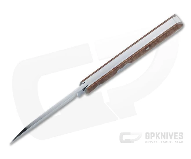 Sakman Knives Rhino Sheepsfoot Satin N690 Natural Canvas Micarta Slip Joint Folder 4437 - Image 3