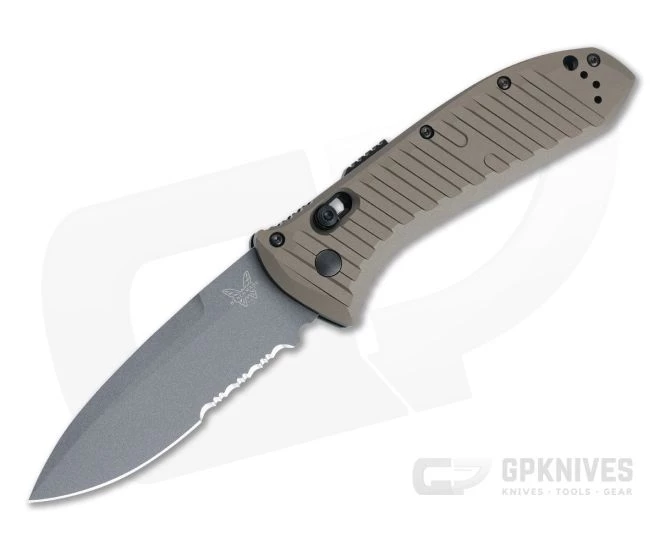 Benchmade 5700SGY-1 Auto Presidio II Part Serrated Gray M4 Burnt Bronze Aluminum Automatic AXIS Lock Folder