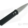 Protech Knives Godson Left Handed Blasted Plain Edge Black Aluminum Automatic 720-LH