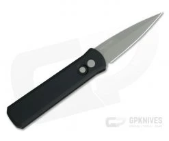 Protech Knives Godson Left Handed Blasted Plain Edge Black Aluminum Automatic 720-LH