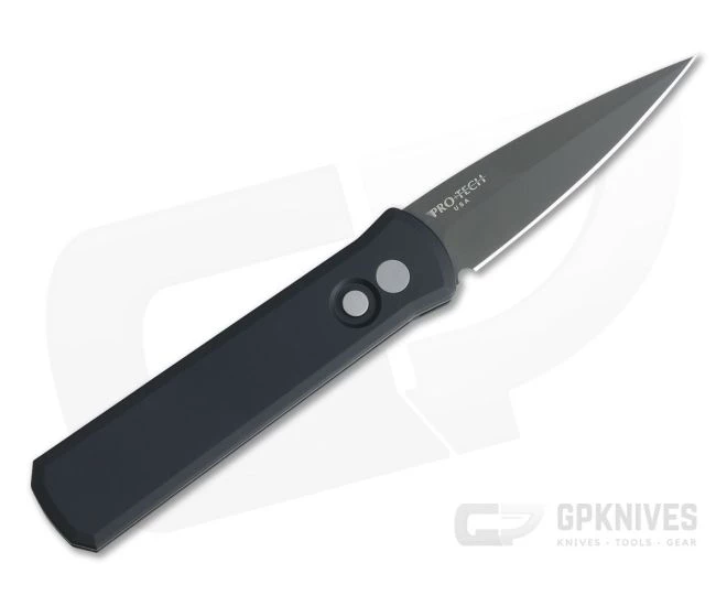 Protech Knives Godson Left Handed Black DLC Solid Black Aluminum 721-LH