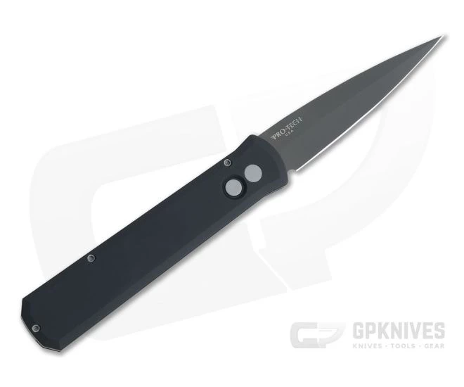 Protech Knives Godfather Left Hand Black DLC Solid Black Push Button Automatic 921-LH