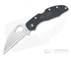 Byrd Meadowlark 2 Wharncliffe Lightweight Black FRN Satin Serrated Folder BY04SBKWC2