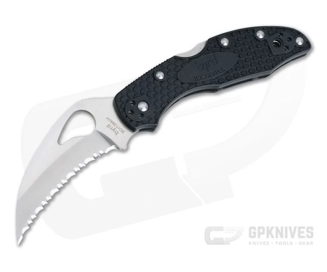 Byrd Hawkbill Lightweight Black FRN Satin Serrated Edge 22SBK