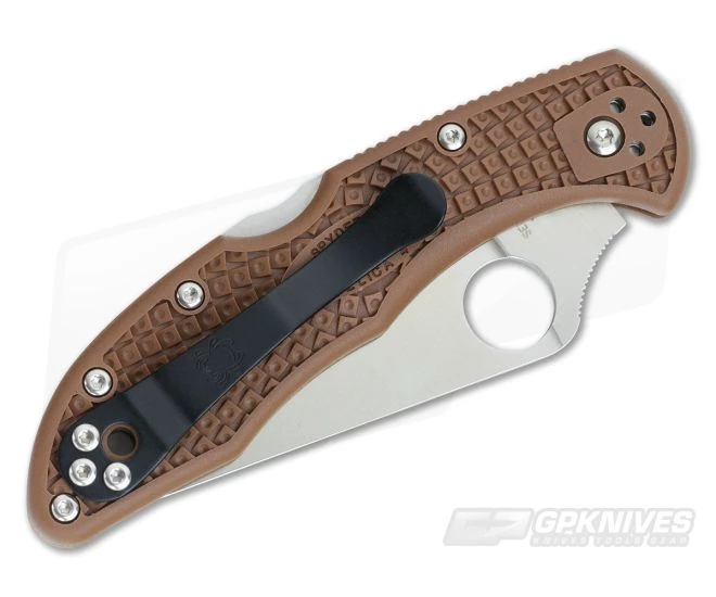Spyderco Delica 4 Flat Ground VG10 Brown FRN C11FPBN - Image 2