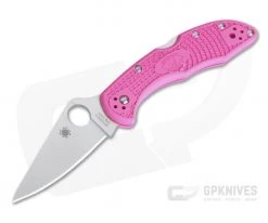 Spyderco Delica 4 Pink FRN Flat Ground Plain Satin S30V Folder C11FPPNS30V