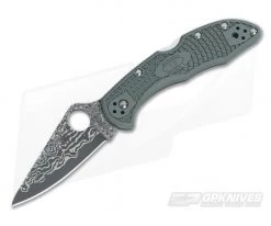 Spyderco Delica4 Limited Foliage Green FRN and Damascus C11PFGD4
