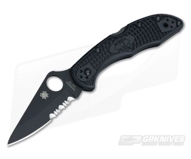 Spyderco Delica 4 FRN Black Partially Serrated VG10 C11PSBBK
