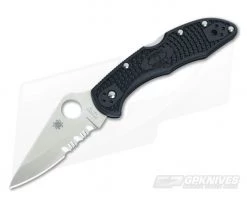 Spyderco Delica 4 Partially Serrated VG10 Black FRN C11PSBK