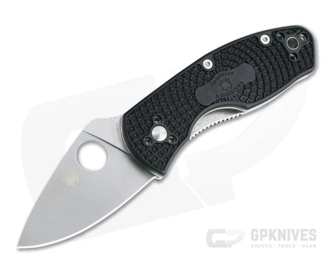 Spyderco Ambitious Lightweight Satin Plain Black FRN Liner Lock Folder C148PBK
