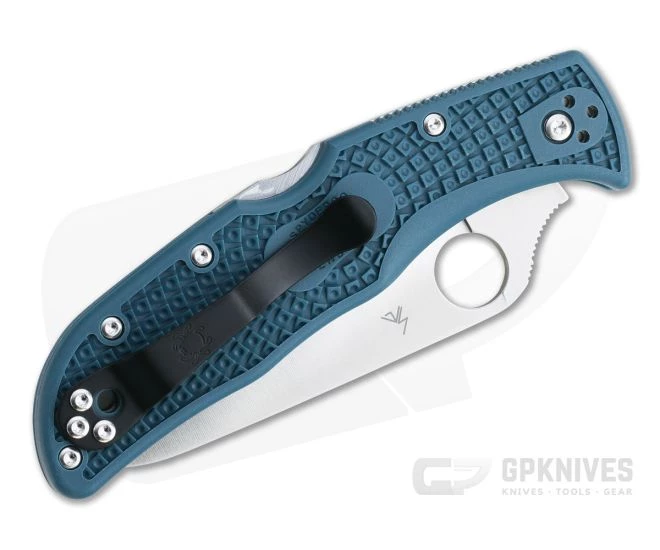 Spyderco Endela Lightweight Plain K390 Dark Cyan Blue C243FPK390 - Image 2