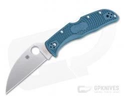 Spyderco Endela Wharncliffe Plain K390 Dark Cyan Blue FRN Folding Knife C243FPWK390