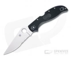 Spyderco Stretch 2 XL Partially Serrated Satin VG10 Black FRN Folder C258PSBK