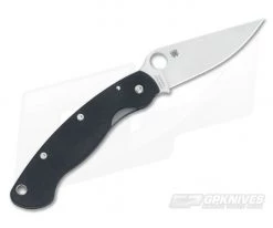 Spyderco Military Left Hand Black G10 Plain Edge Satin C36GPLE