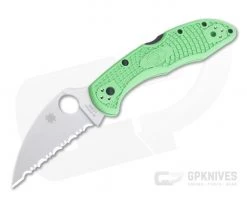 Spyderco Salt 2 Wharncliffe Flat Ground SpyderEdge LC200N Green FRN Folder C88FSWCGR2