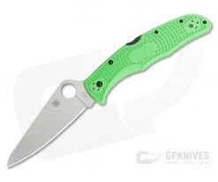 Spyderco Pacific Salt 2 Plain Satin FFG LC200N Green FRN Lightweight Folder C91FPGR2
