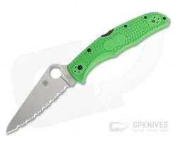 Spyderco Pacific Salt 2 Serrated Satin FFG LC200N Green FRN Lightweight Folder C91FSGR2