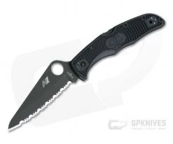 Spyderco Pacific Salt 2 Lightweight Black FRN Serrated Edge Black H1 Folder C91SBBK2