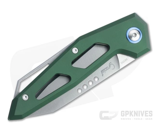 MKM Edge Reverse Tanto Satin M390 Green Aluminum Slip Joint Folder EG-AGR - Image 2