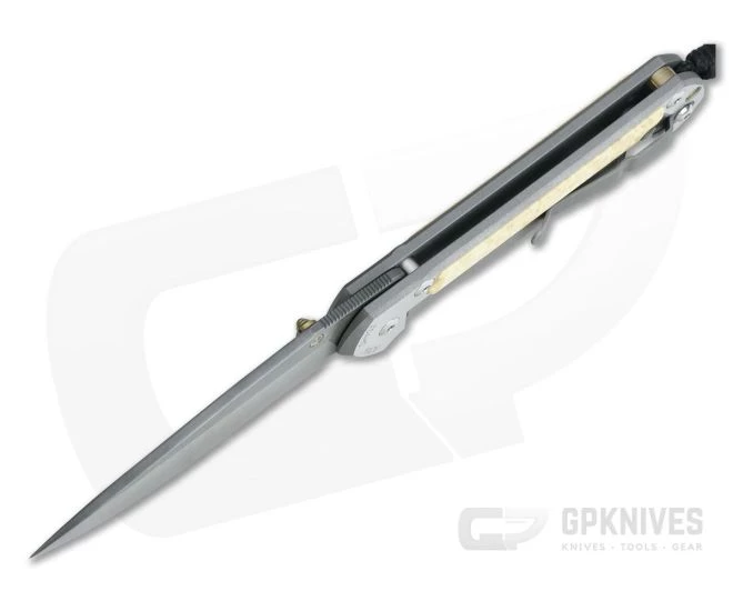 Chris Reeve Large Sebenza 21 Left Hand Raindrop Damascus Box Elder Wood Inlays 1097 - Image 3