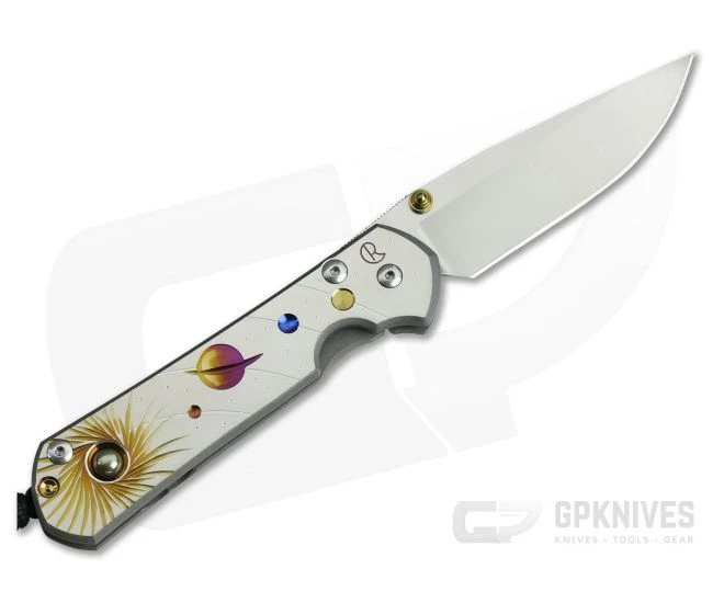 Chris Reeve Large Sebenza 21 Left Handed Solar System Unique Graphic Pyrite Cabochon L21-1113-001