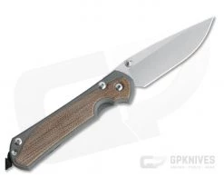Chris Reeve Large Sebenza 31 Left Handed Natural Canvas Micarta Inlay Drop Point