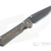 Chris Reeve Large Sebenza 31 Left Handed Natural Micarta Inlay Boomerang Damascus Drop Point Folder