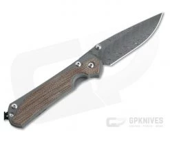 Chris Reeve Large Sebenza 31 Left Handed Natural Canvas Micarta Inlay Boomerang Damascus Drop Point