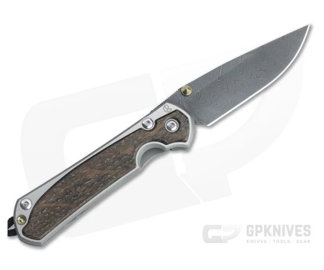 Chris Reeve Small Sebenza 31 Left Handed Boomerang Damascus Bog Oak Inlay Frame Lock Folder 001