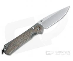 Chris Reeve Small Sebenza 31 Left Handed Natural Canvas Micarta Inlay Drop Point
