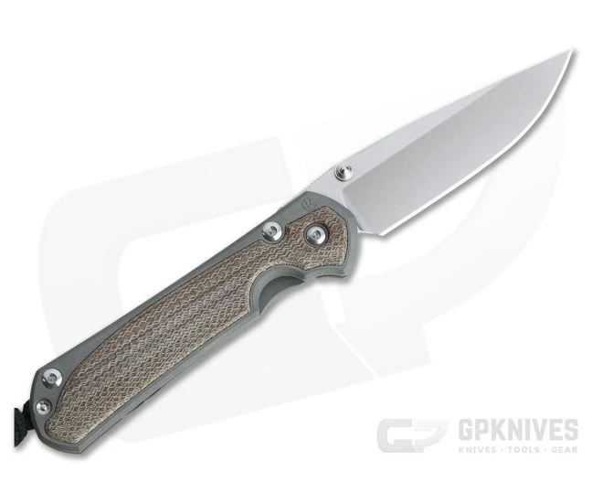 Chris Reeve Small Sebenza 31 Left Handed Natural Canvas Micarta Inlay Drop Point