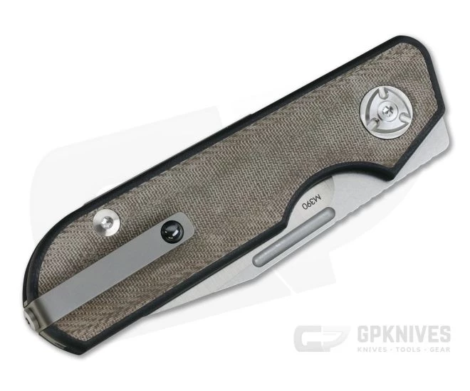 Liong Mah Design Traveler Clip Point Green Micarta M390 Slip Joint - Image 2